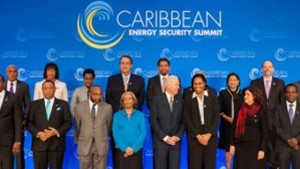 US Vice President Joe Biden, center, joined other Caribbean leaders for a group photo during the Caribbean Energy Security Summit at the U.S. Department of State in Washington, D.C. on January 26, 2015. [US State Department photo]