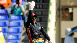 Devon Thomas takes a catch against TnT Red Steel during the 2014 CPL season 