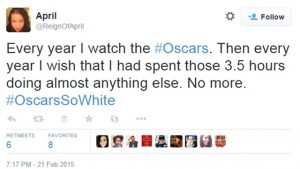 D.C.-based lawyer and creator of the viral #OscarsSoWhite hashtag April Reign is one of many critics boycotting the 2015 Academy Awards. (@ReignOfApril / Twitter)