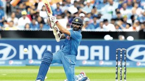 India's Shikhar Dhawan plays a shot during the Pool B 2015 Cricket World Cup match against South Africa at the Melbourne Cricket Ground (MCG), yesterday. India won by 130 runs. (PHOTO: AFP)