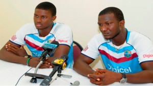 West Indies captain Jason Holder (left) has dismissed claims of unrest with Darren Sammy. (WICB Media)