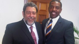 St Vincent Prime Minister Dr Ralph Gonsalves (left) and WICB president Dave Cameron (right)
