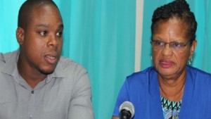 NUPW president Akanni McDowall (left) and acting general secretary Roslyn Smith. (Photo: Barbados Today)