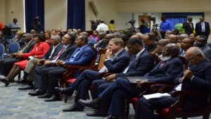 Prime Minister Gaston Browne at high level dialogue with CARICOM Heads of Government ahead of the CARICOM Heads of Government Meeting in Barbados. 