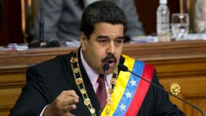 NOT BACKING DOWN: Venezuela’s President Nicolas Maduro speaks at the National Assembly in Caracas on Monday. (AP Photo/Ariana Cubillos)