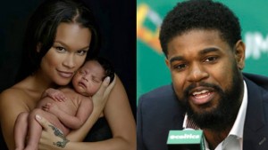 Alana+Baby Amiel+Boston Celtics player Amir Johnson 