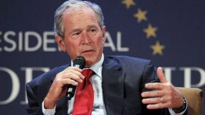 Former U.S. President George W. Bush speaks during a moderated conversation at the graduation of the inaugural class of the Presidential Leadership Scholars program, a partnership between the presidential centers of George W. Bush, William J. Clinton, George H.W. Bush, and Lyndon B. Johnson at the George W. Bush Presidential Library in Dallas, Texas July 9, 2015. REUTERS/Mike Stone