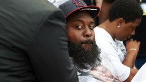 Michael Brown Sr, father of slain 18-year-old Michael Brown Jr attends a memorial service for his son. (Photo: AFP)