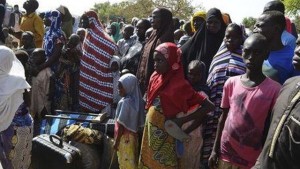 Families from Gwoza, Borno State, displaced by the violence and unrest caused by the insurgency, are pictured at a refugee camp in Mararaba Madagali, Adamawa State, February 18, 2014. REUTERS/Stringer