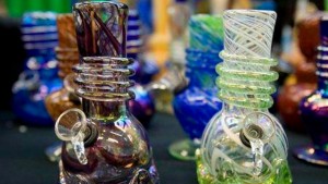 Water pipes by 13 Glass sit on display at The Wonders of Cannabis Festival in San Francisco, California in this October 27, 2007 file photo.