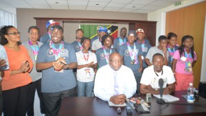 St. Kitts and Nevis Prime Minister Dr. the Hon. Timothy Harris; Ivor Blake, National Director, Special Olympics St. Kitts & Nevis