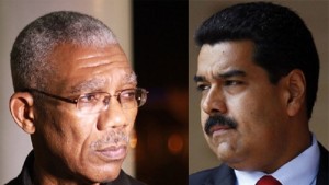 Venezuela’s President Nicolás Maduro (right) wants a one-on-one discussion with President David Granger (left) of Guyana to settle their conflicts.