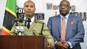 Assistant Commissioner of Police Vaughn Henderson; Prime Minister and Minister of National Security Dr. Timothy Harris.