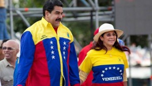 MaduroVenezuela’s President Nicolas Maduro and first lady Cilia Flores jump during the closing campaign rally in Caracas, Venezuela. Venezuelans on Sunday elected the opposition to a super majority in the assembly.