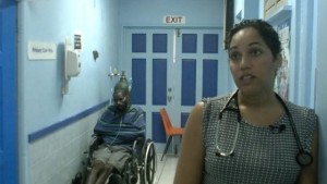 Medical Director at Victoria Hospital Dr. Lisa Charles says there is an increase in the number of young people like Sherman Esnard (in the background) developing COPD. Read more: http://www.caribbean360.com/news/health-officials-warn-of-deadly-effects-of-combining-marijuana-and-tobacco#ixzz3wZhaefn1