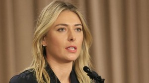 Tennis star Maria Sharapova speaks during a news conference in Los Angeles on Monday, March 7, 2016. Sharapova says she has failed a drug test at the Australian Open