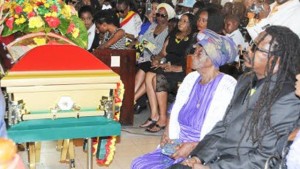 Reggae singer Luciano and his mother, Sophia McClymont, at the funeral of the singer's son — Menelik McClymont — held at Meadowvale Seventh-Day Adventist Church on Red Hills Road, St Andrew, on Sunday