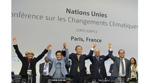 United Nations representatives after the signing of the 2015 Paris agreement