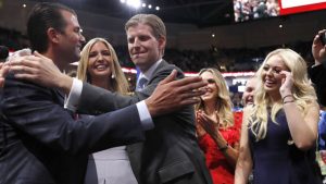 Donald Trump’s children, from left, Donald Trump Jr., Ivanka Trump, Eric Trump and Tiffany Trump, at the Republican National Convention.