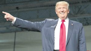 Republican presidential nominee Donald Trump holds a campaign rally at Macomb Community College South Campus on Monday in Warren, Michigan