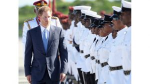 Prince Harry inspecting Guard of Honour in Antigua
