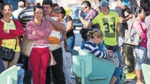 People wait for visas outside the United States embassy in Havana, Cuba, Wednesday — the day after Republican presidential candidate Donald Trump defeated Democrat nominee Hillary Clinton in the US elections.Trump’s victory caused concern in Cuba, over his threat to rollback President Barack Obama’s normalisation of relations unless Cuban President Raul Castro agrees to more political freedoms.